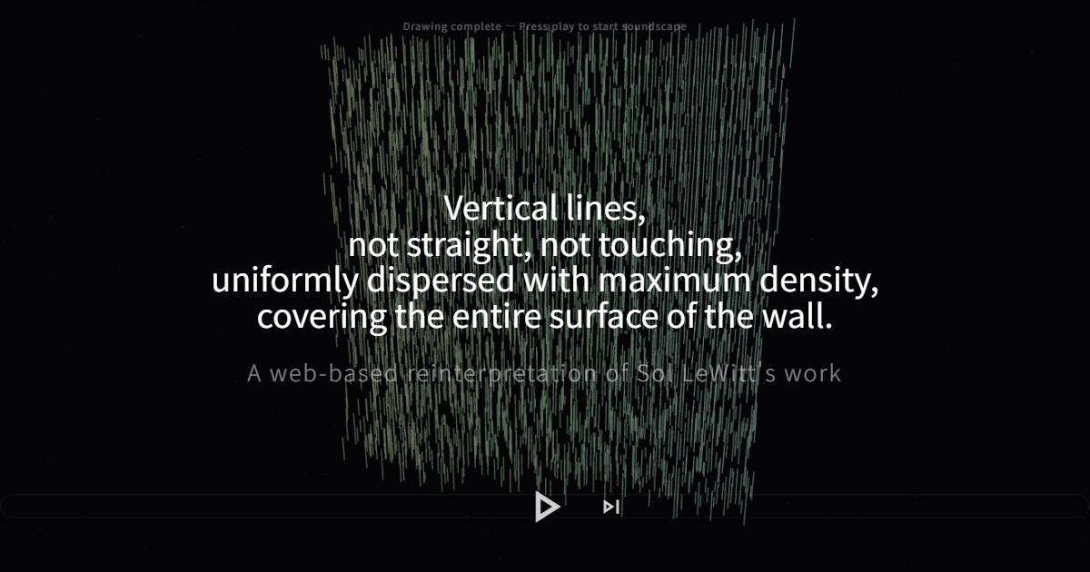 Vertical lines,not straight, not touching,uniformly dispersed with maximum density,covering the entire surface of the wall.